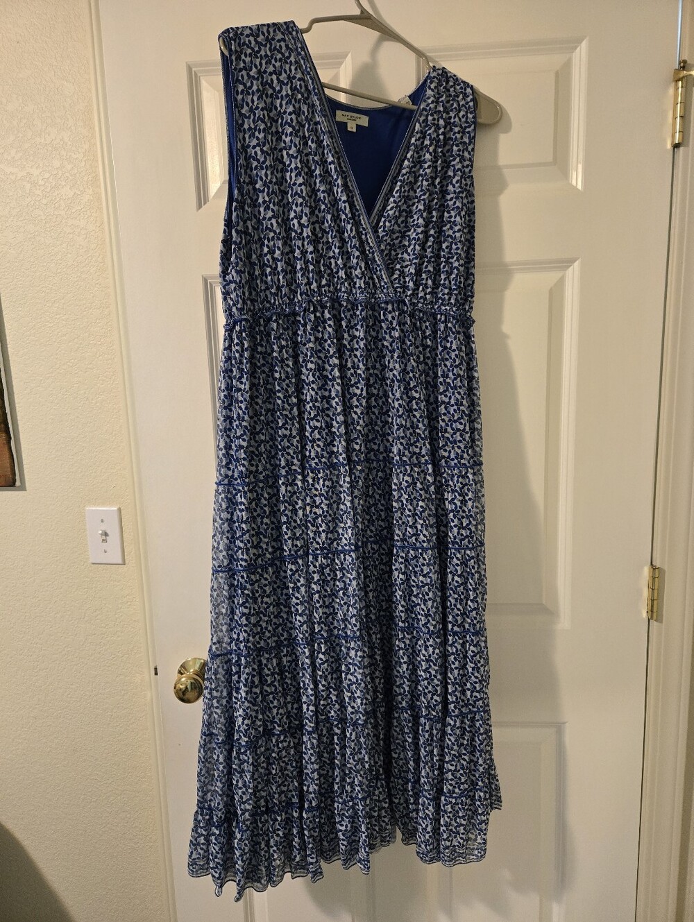 Max Studio Blue Mesh Overlay Dress